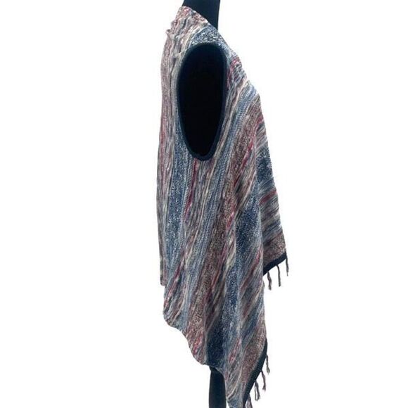 Style & Co. Womens Open Front Fringe Asymmetrical Poncho Multicolor Size Medium‎ - Picture 3 of 6